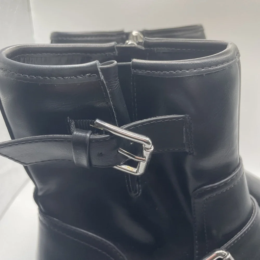 Goth Streetwear Nordstrom Rack Biker Booties Ladies 6.5 Faux Black Leather NWT